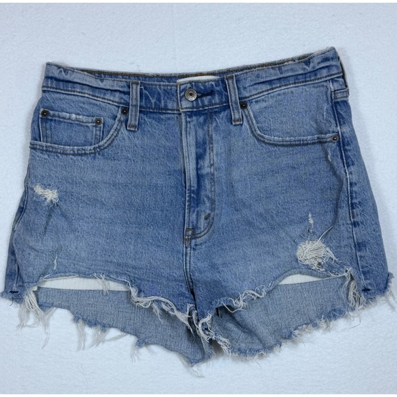 Abercrombie & Fitch Pants - Abercrombie & Fitch The Mom Short High Rise Curve Love Denim Distressed SZ 6/28